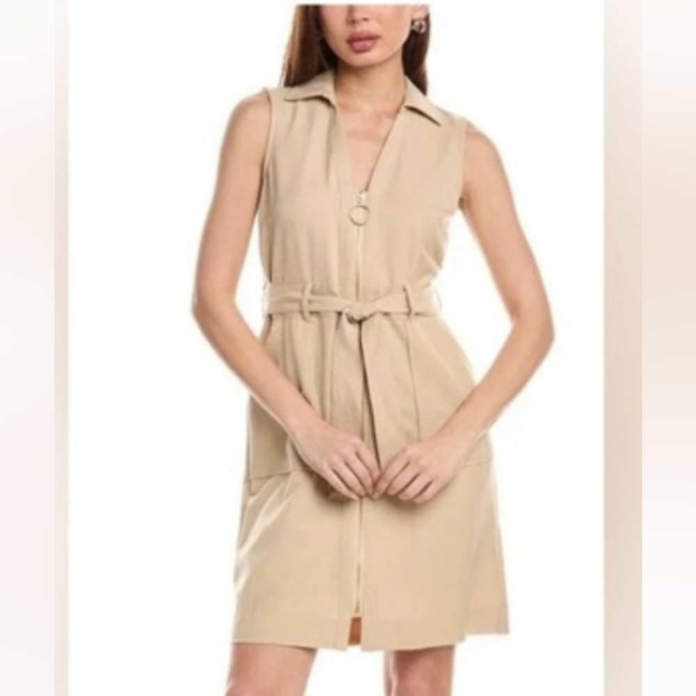 Sharagano Beige Sleeveless Mini Dress